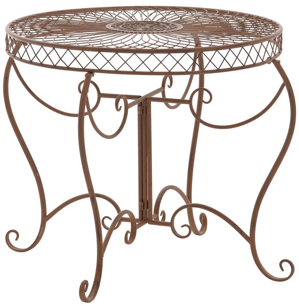 CLP Tavolo da Giardino Rotondo Stile Liberty Sheela, Tavolo in Ferro Verniciato a Polvere, Resistente alle intemperie per Giardino, Colore:Antico Marrone