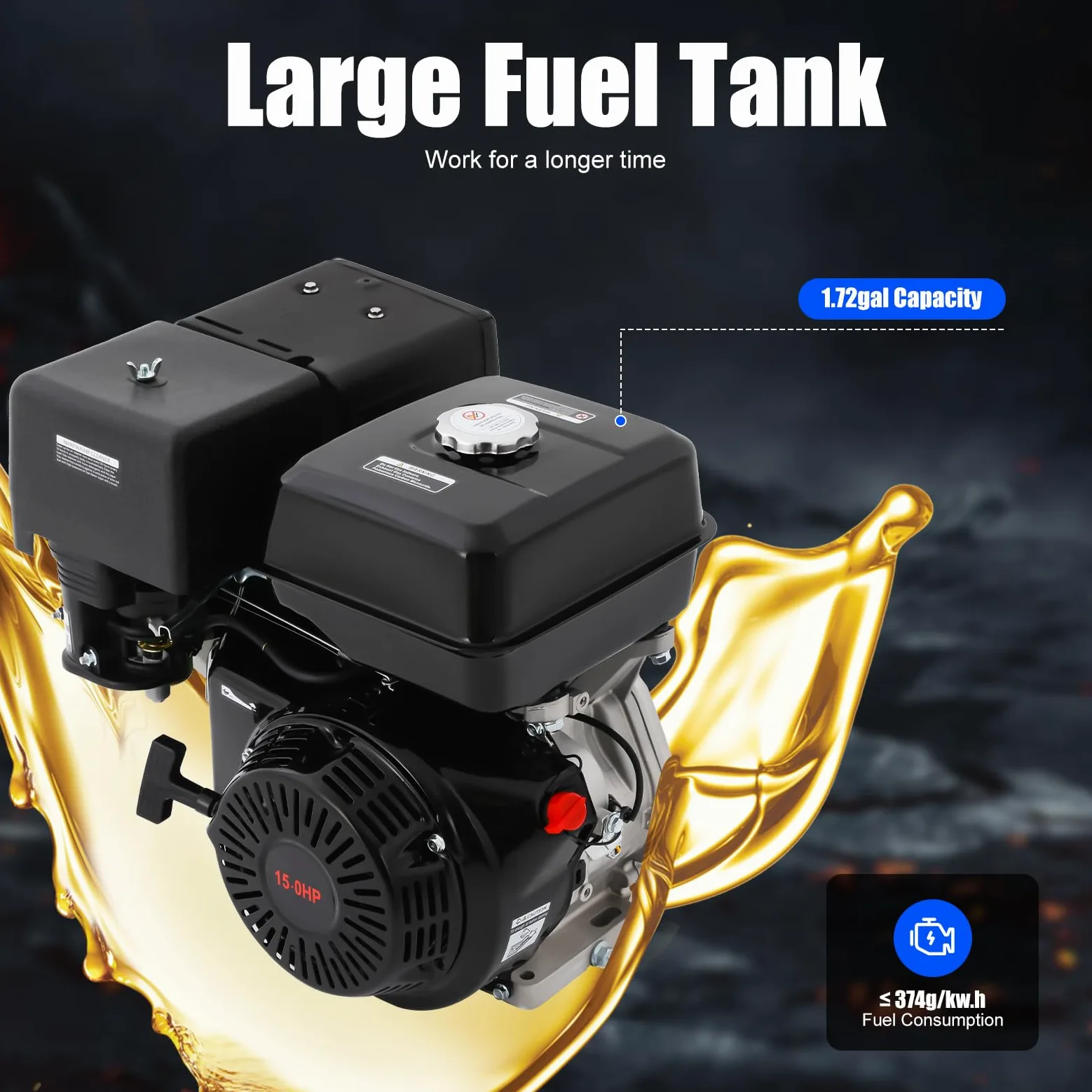 Motore a benzina da 15 cv a 4 tempi, motore industriale da 420 cc, raffreddato ad aria, motore gokart monocilindrico, motore a carico pesante 3000 – 3600 giri/min, motore a benzina per