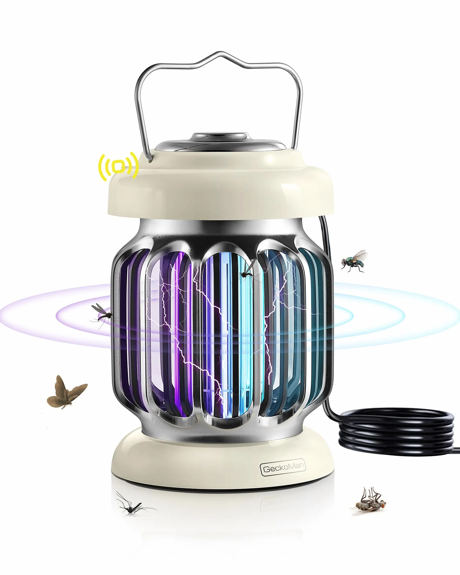 GeckoMan Spettro Ibrido, Dal tramonto all'alba, Lampada Antizanzare da Esterno e Interno, Elettrico Zanzariera Elettrica Lampada Zanzare, Con un Sensore di Luce 1-Pack