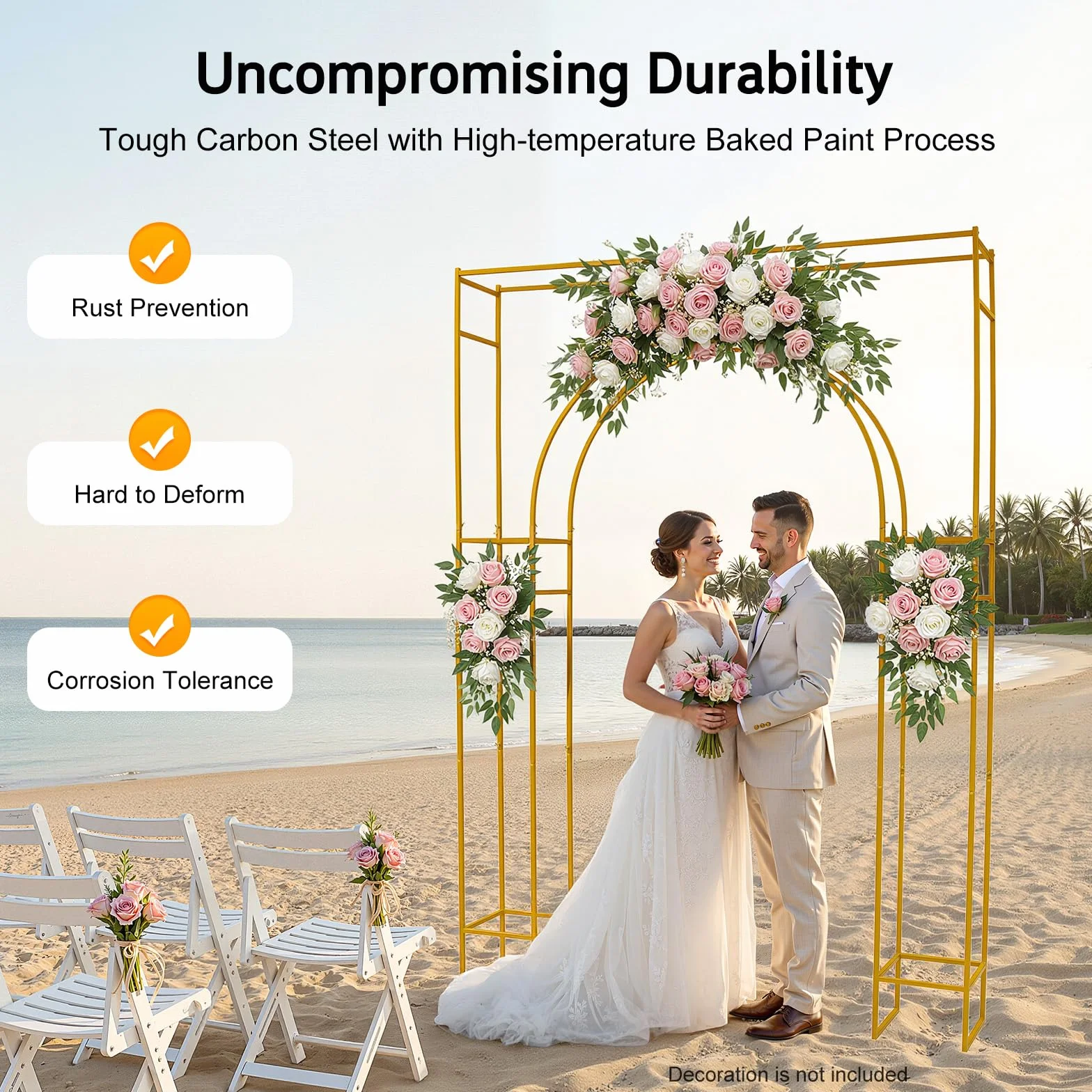 Arco per matrimonio, doppio strato, rettangolare, in metallo, arco per palloncini, per interni ed esterni, matrimoni, feste, giardino, banchetti