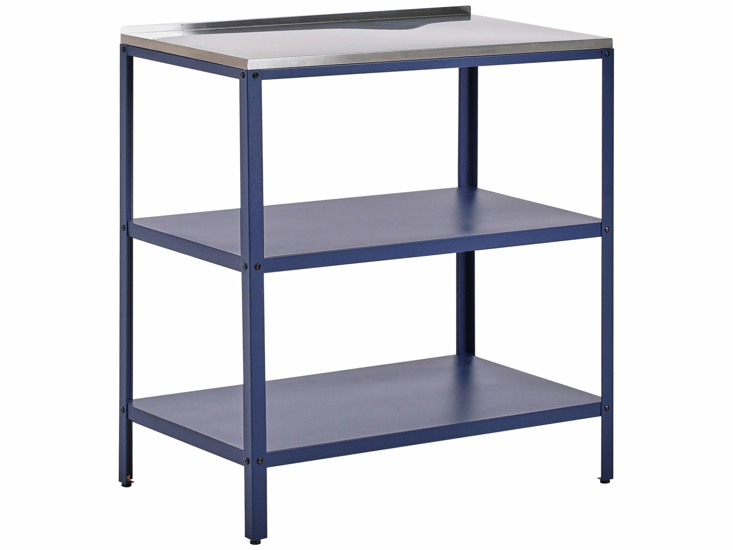 Beliani Isola da Giardino per Esterni Mensole per Cucina Piano in Acciaio Inox Blu 80 x 50 x 92 cm