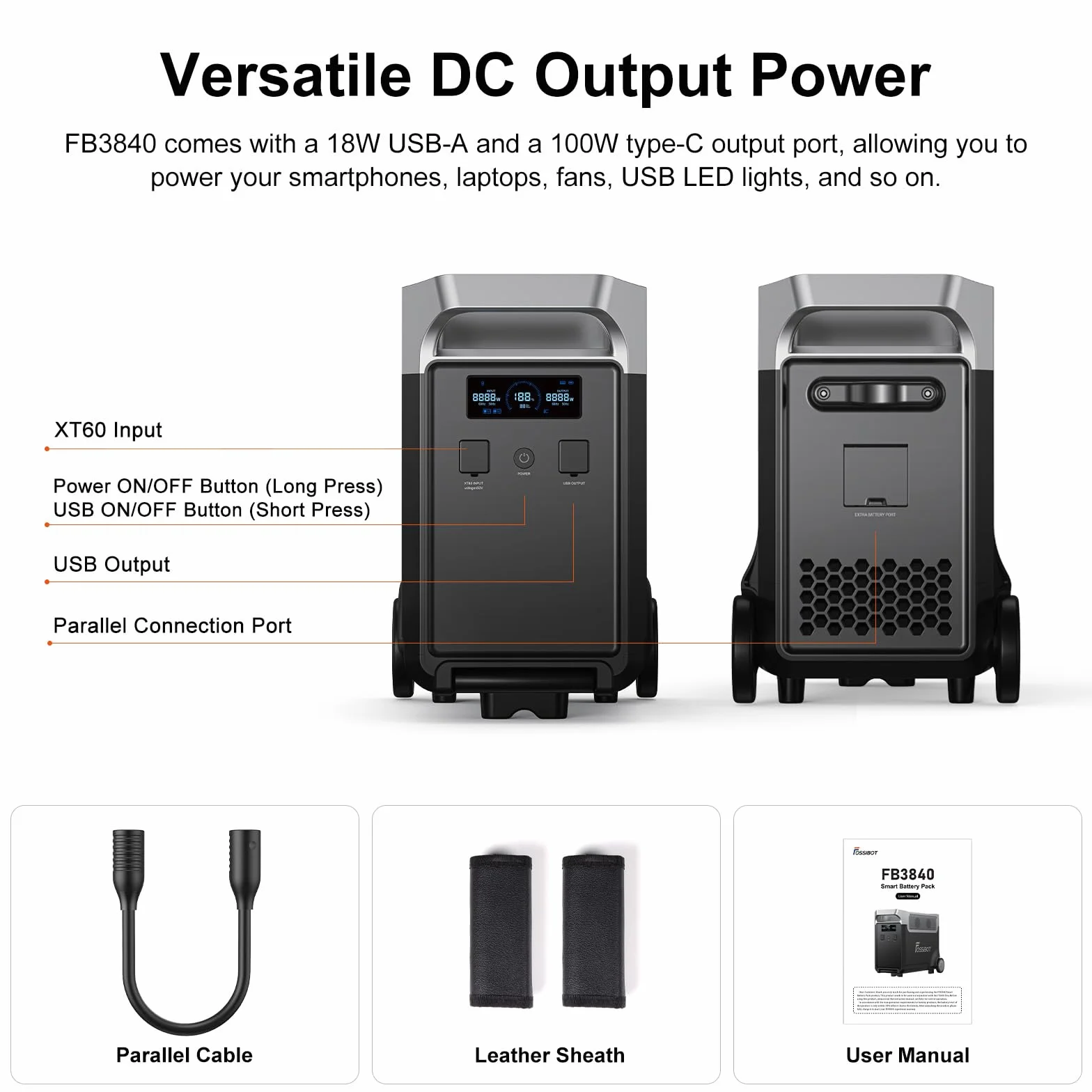 FOSSiBOT F3600 Pro Centrale Elettrica Portatile Pannello Solare 420W, Batteria LiFePO4 3840Wh, Espandibile 11,52kWh, Generatore Solare, Uscita CA 3600W Power station per Campeggio Famiglia
