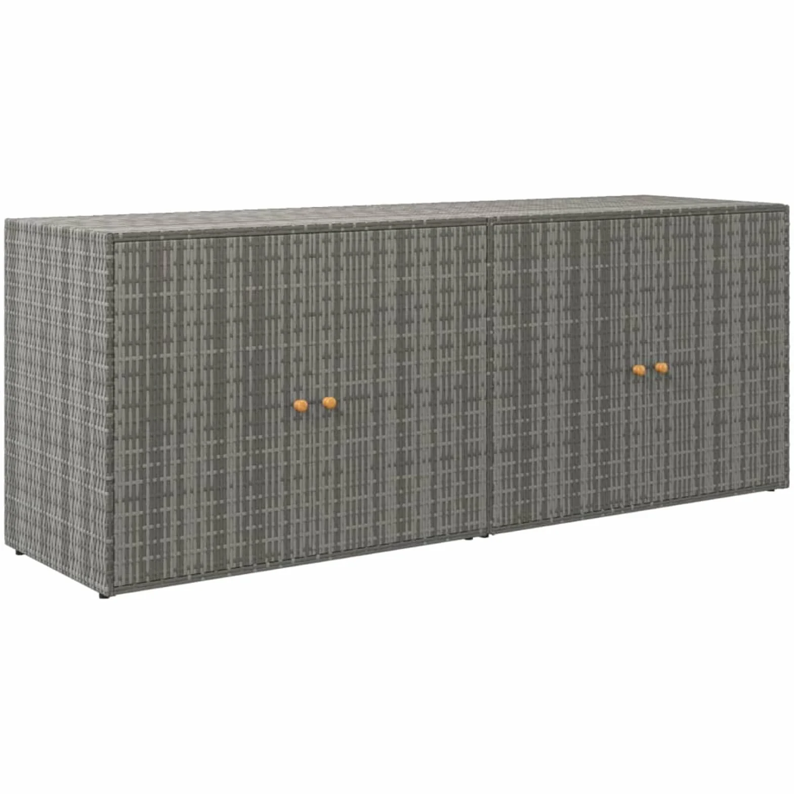 Gecheer Mobile Portaoggetti da Giardino Grigio 198x55,5x80cm Polyrattan,Armadietto,Credenza,Mobile,Portaoggetti,da Giardino,Esterno,Patio,Terrazzo,Balcone,Armadio da Esterno,Armadio Portascope,P319871