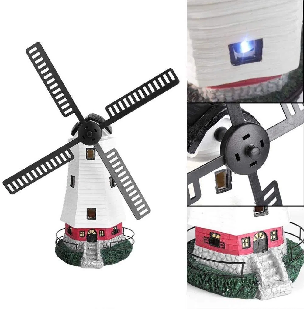 Mulino a vento solare, decorazione da giardino con luce, impermeabile, ornamentale, per prato, faro ad energia solare, per decorazione da giardino all'aperto