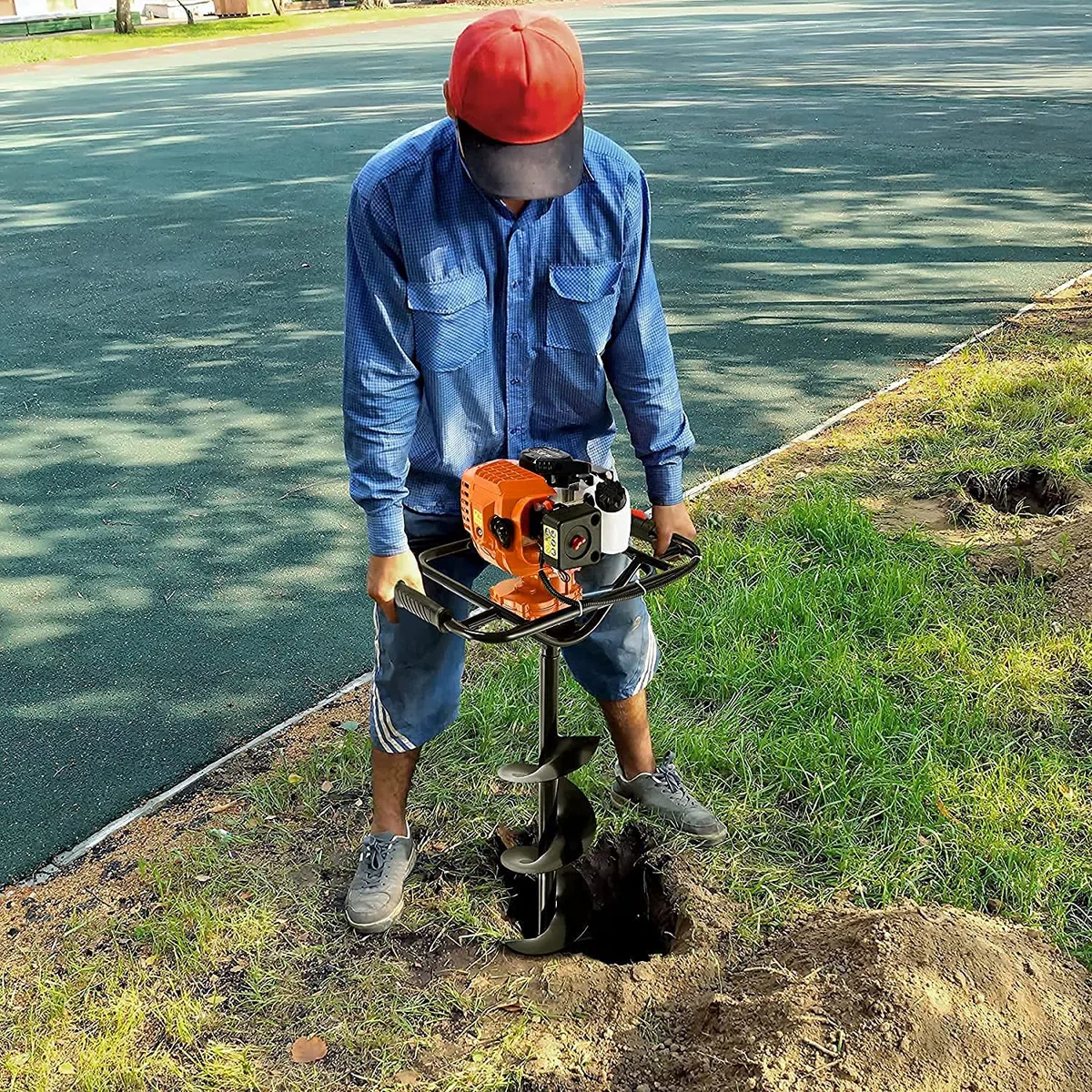 Mototrivella A Benzina Trivella Con Motore A Scoppio A 2 Tempi 52cc Con 3 Punte Di Ricambio Da 100 150 e 200 Mm Trivellatrice Da Giardino Perforazione Piantumazione Alberi Giardinaggio