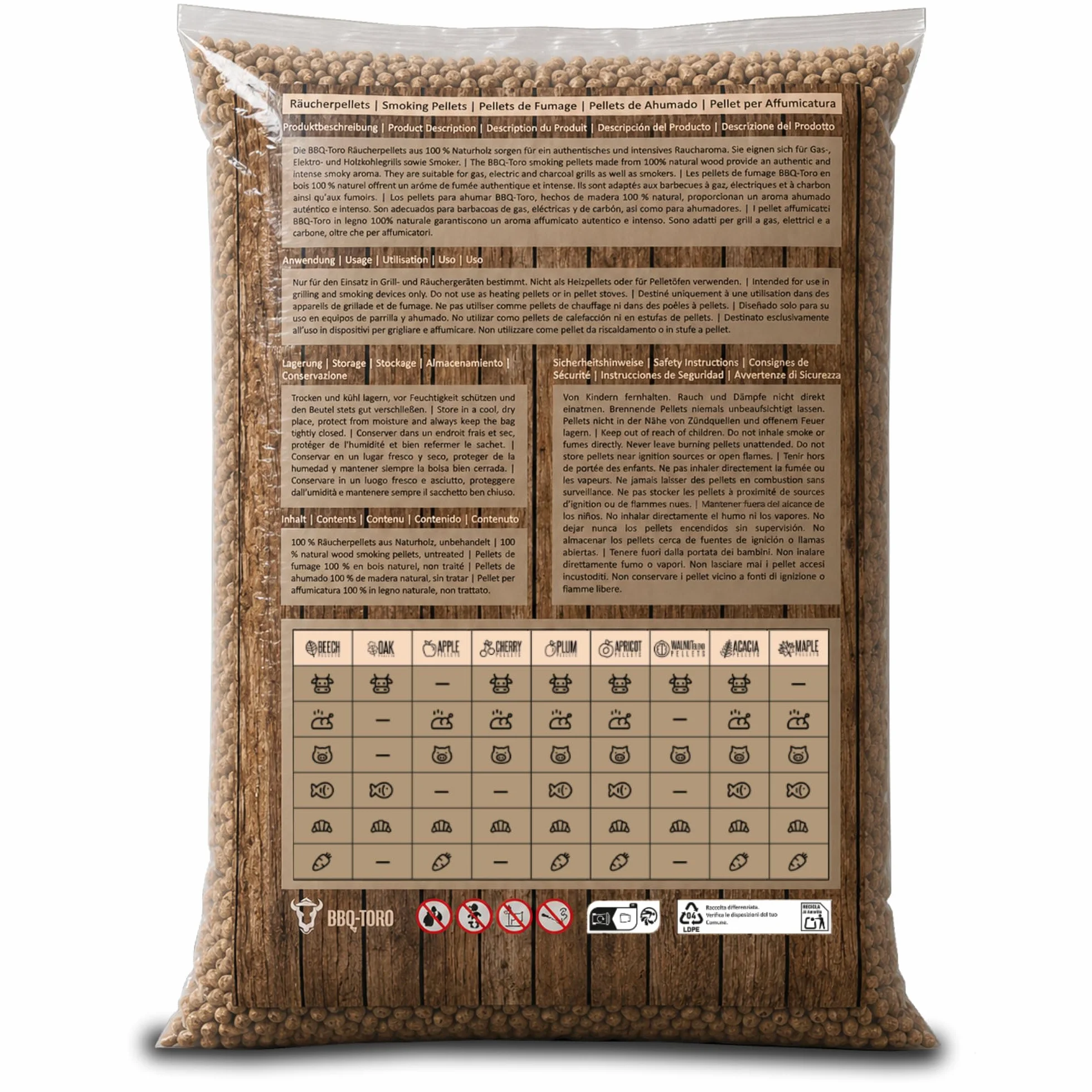 BBQ-Toro Pellet di ciliegio, 100% legno di ciliegio, pellet per barbecue, per affumicatori, per il forno a pellet per e impianti di riscaldamento (30 kg)