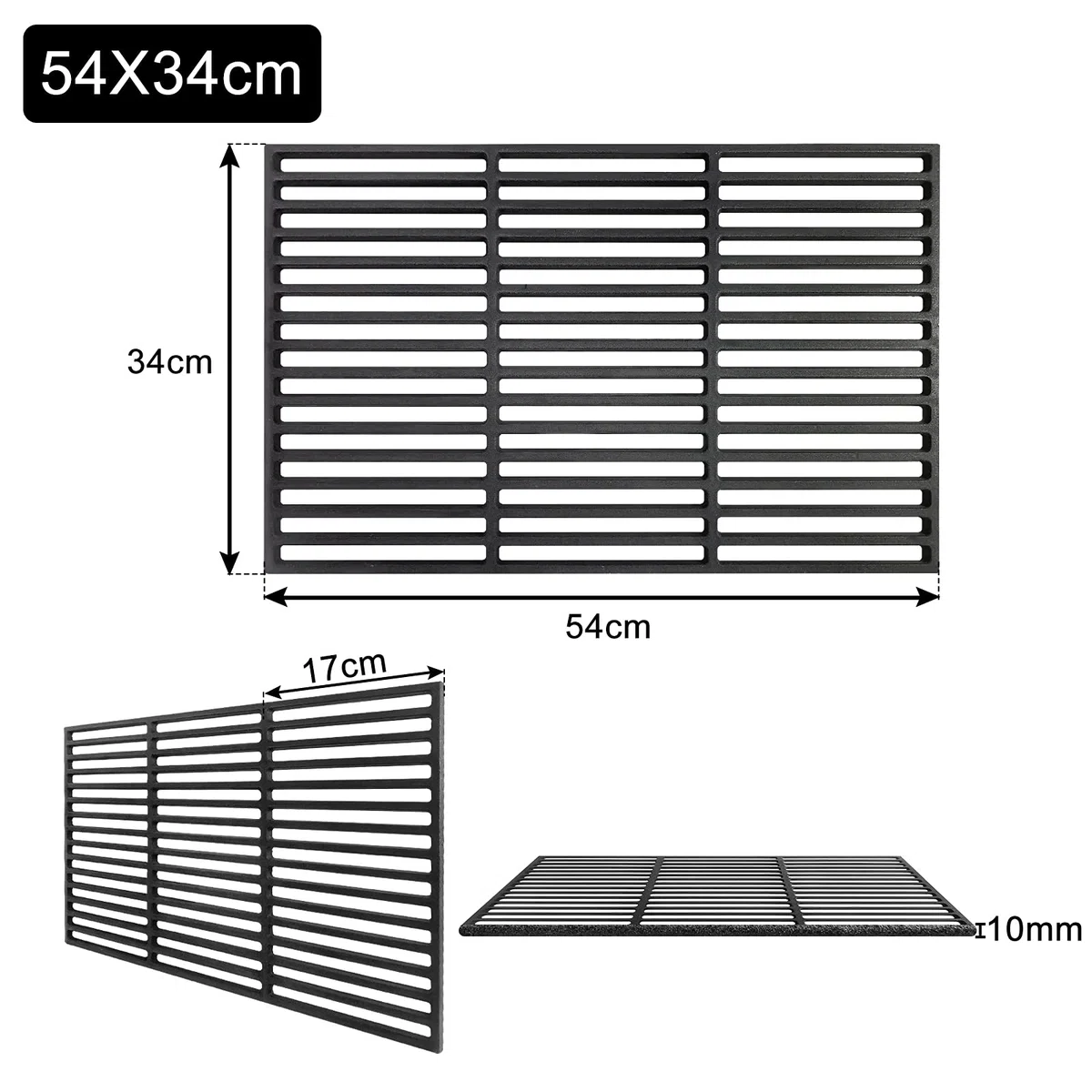 UISEBRT Griglia per barbecue in ghisa smaltata，54 x 34 cm Barbecue Accessori Barbecue per Griglia a Gas Carbone Forno e Griglia Rettangolo