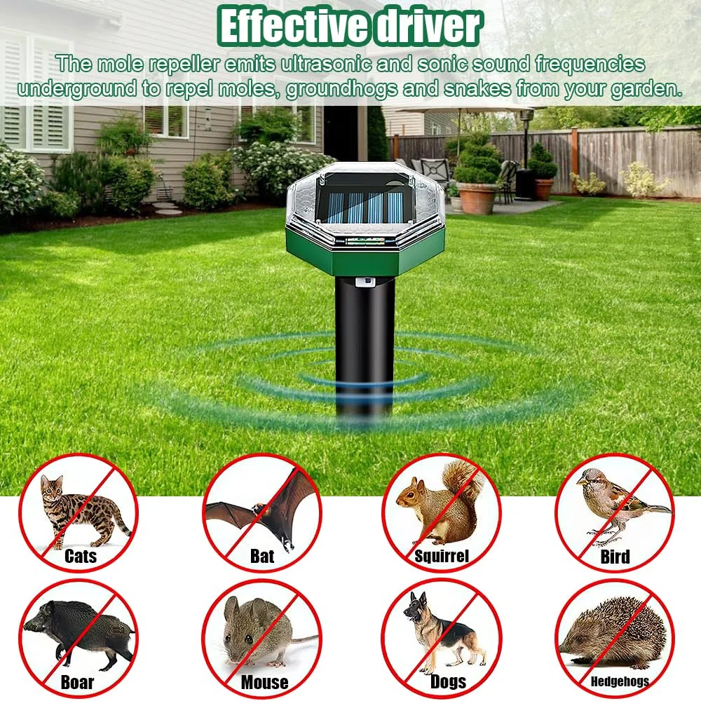Repellente Solare per Talpe, 6 pezzi Dissuasori per Talpes, Dissuasore per Talpes, Scaccia Talpe Ultrasuoni Solare, Ultrasuoni per Topi da Esterno per Prato All'aperto, Giardino