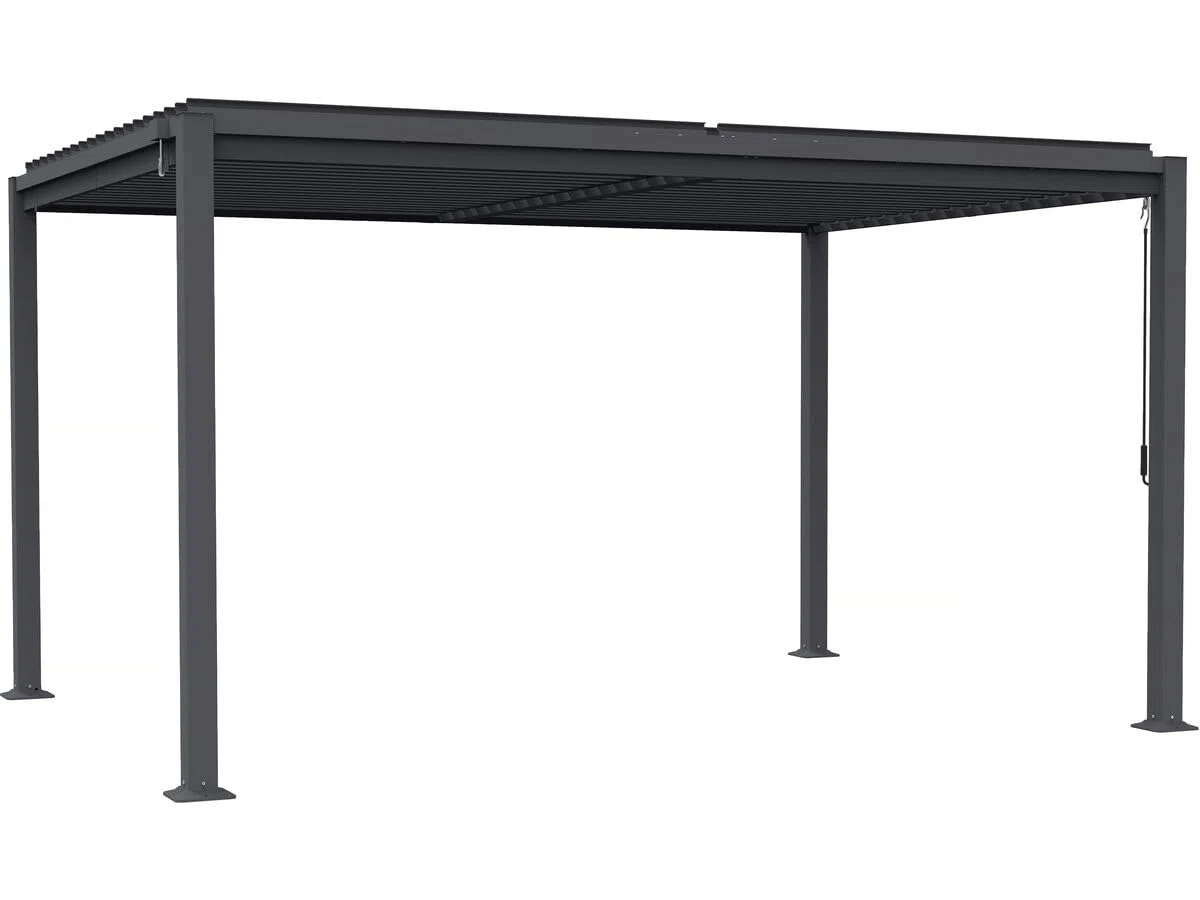 Pergola bioclimatica autoportante con lame orientabili "Howard" - 3 x 4 m - Gris