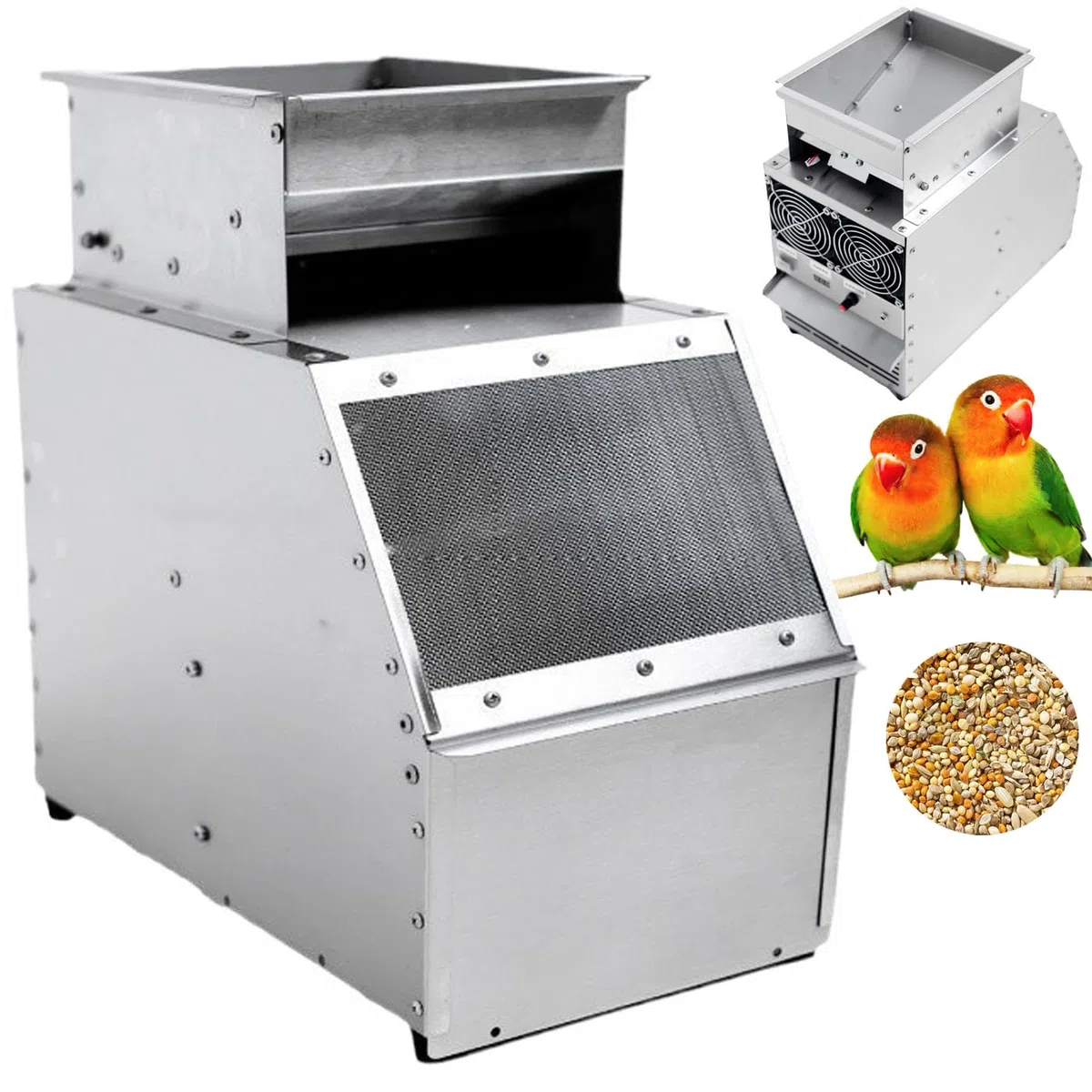 Macchina elettrica per la pulizia dei cereali, macchina per soffiaggio dei cereali per mangimi, velocità del vento regolabile e apertura del mangime, acciaio inossidabile per impieghi gravosi