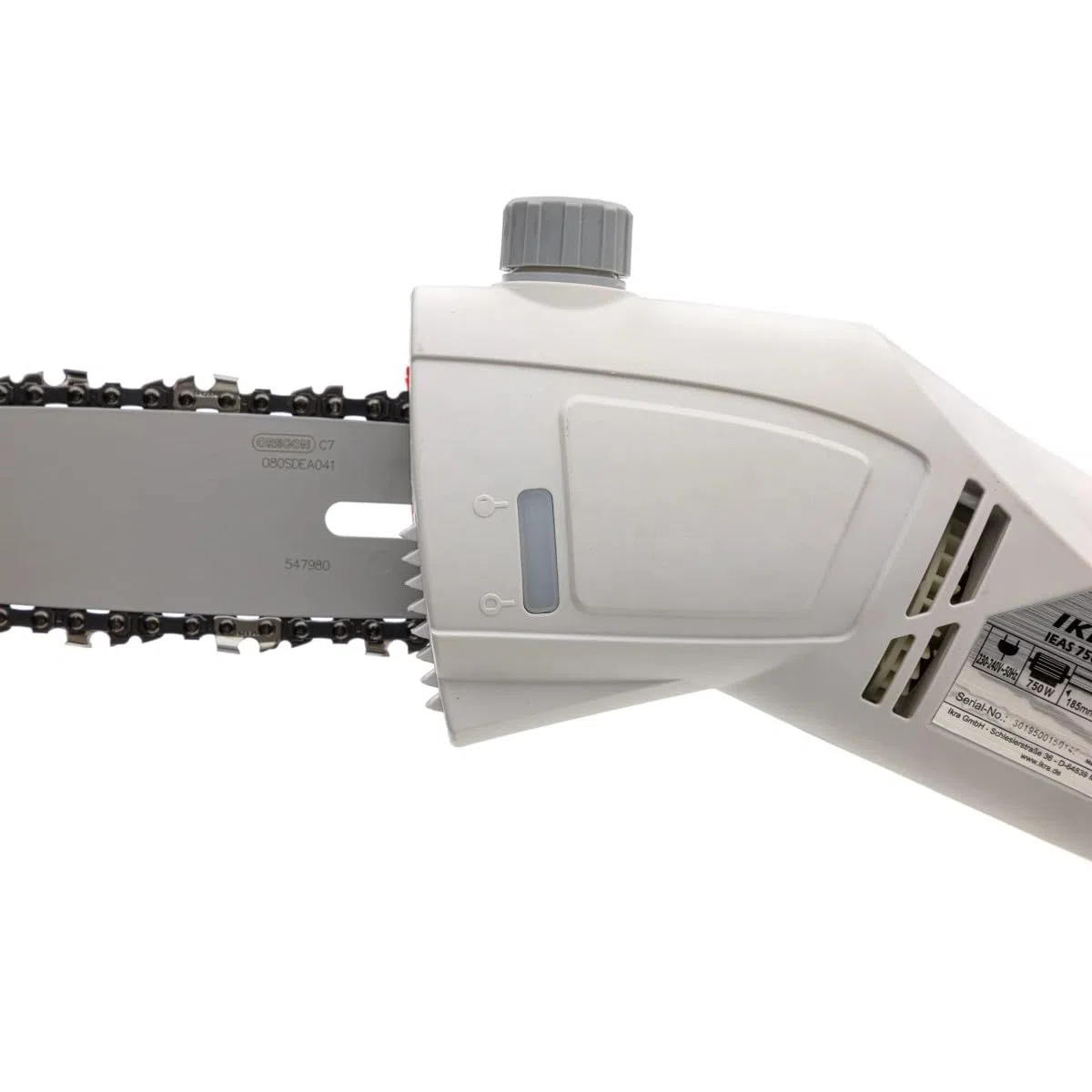 Ikra - Trapano elettrico 750 W - Asta telescopica fino a 4 m - Mini motosega a ramo catena autolubrificata