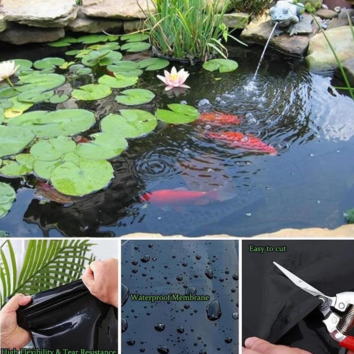 Fodera per Laghetto in HDPE Telo per Laghetto 10x12m 15x15m 1x2m 3x4m 5x6m 7x8m Giardini Acquatici Rivestimento per Laghetti Resistente Ai Raggi UV 0.12mm Spessore(5x10m)
