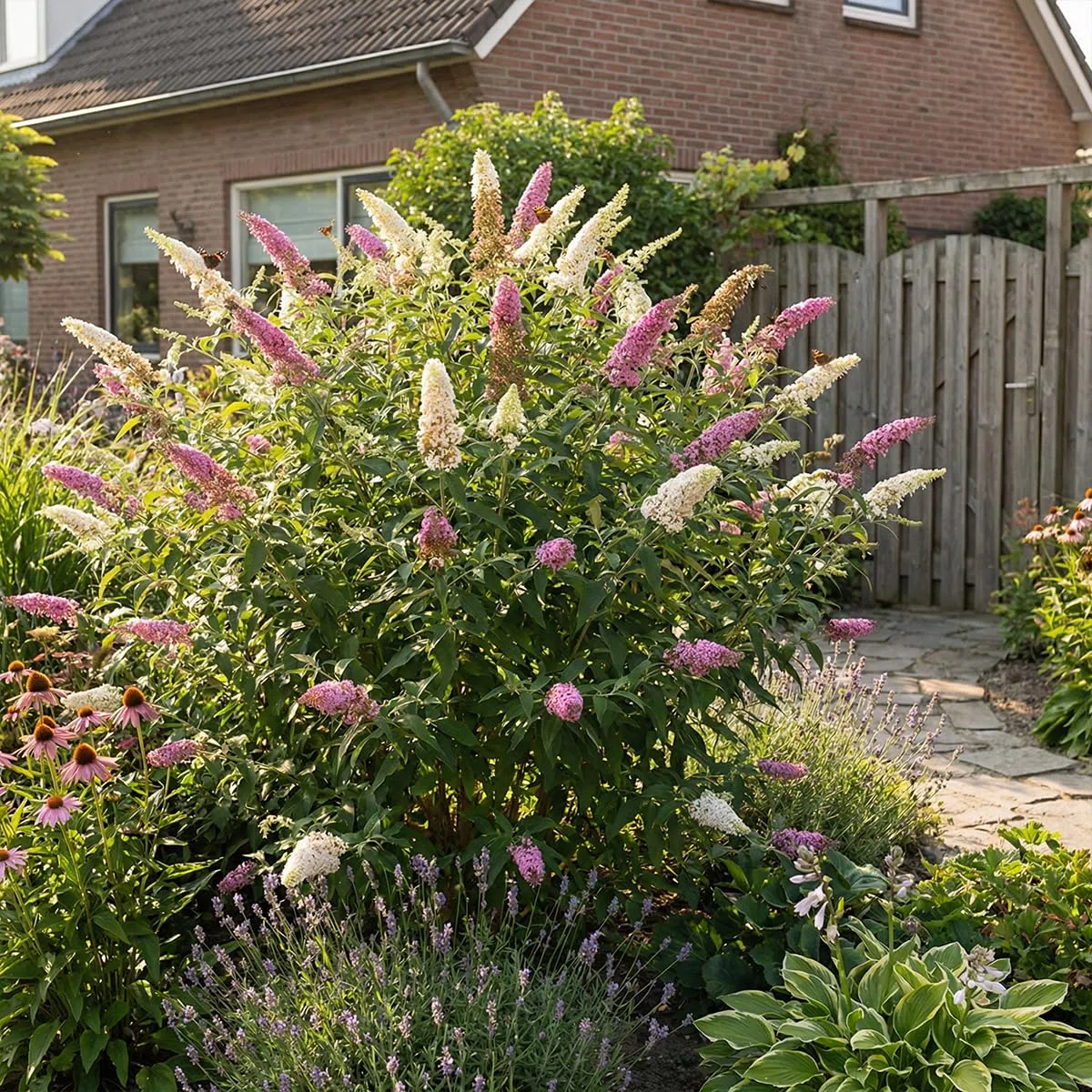 Bloomique - Set di 2 - Buddleja Davidii Duo Rosa Bianco - Cespuglio delle farfalle - Piante da giardino - Resistenti all'inverno - Altezza 30-40 cm - Vaso 17 cm