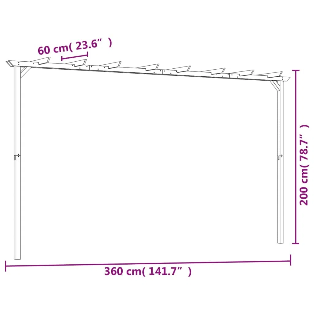 Generico Pergola da Giardino Legno di Pino Impregnato 360x200x60 cm,Verde,28.4kg,44924