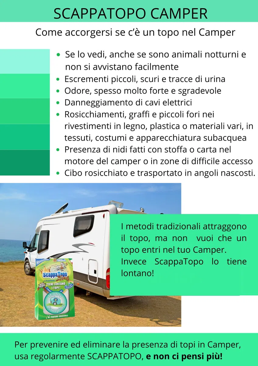 SCAPPATOPO IL BIO-REPELLENTE Camping – Repellente Topi Naturale per Caravan e Roulotte – Dissuasore per Topi Ecologico ad Azione Multisensoriale – Confezione 3 Pezzi da 50gr