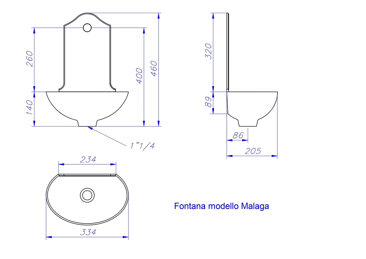 Fonderia Bongiovanni | Fontanella da giardino | Fontana a muro | Modello Malaga | con rubinetto ottone cromato 303C | per casa giardino | fontanella da esterno| fontana da giardino esterno
