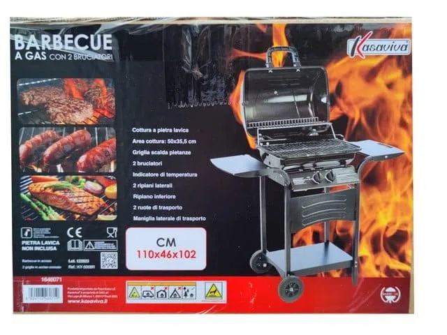Barbecue a Gas con Coperchio e Mensole 2 Bruciatori BBQ 110 x 46 x 102 cm