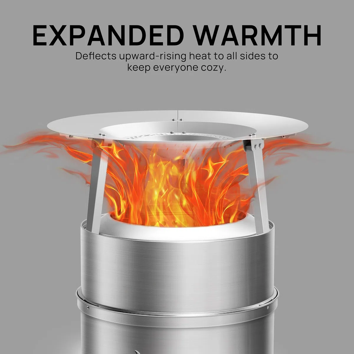 TURBRO Fireside Pluto - Deflettore di calore per braciere da 19/49,5 cm e braciere R19, reindirizza il calore verso l'esterno, accessorio in acciaio inossidabile 304 con manici e gambe pieghevoli, per