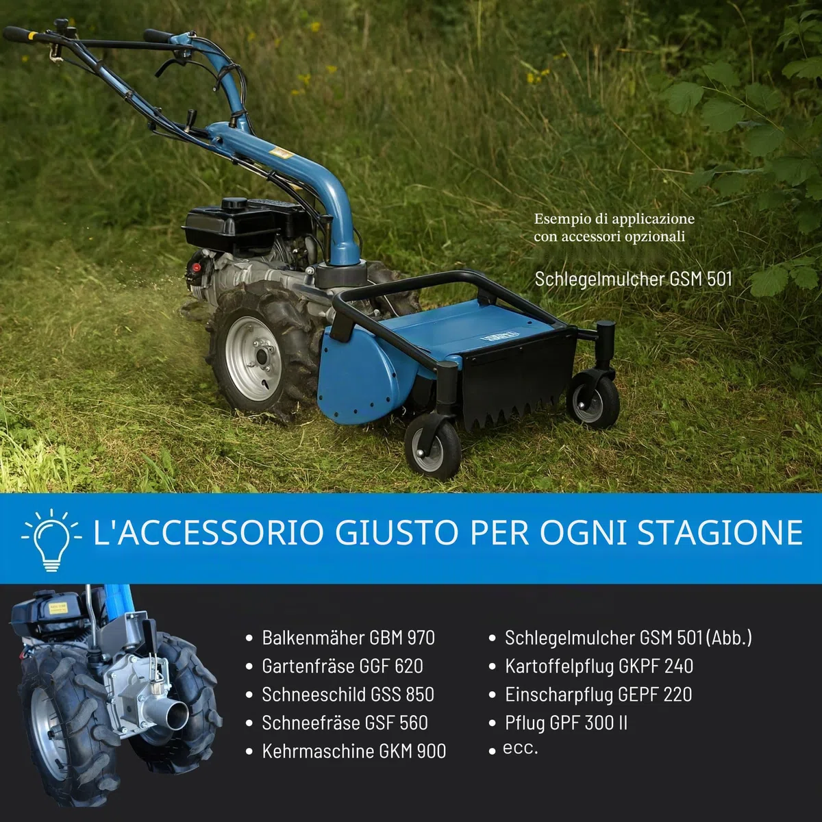 Güde 95187 motocoltivatore GME 6.5 V (Motore Güde Power-Engine a 4 Tempi, 4 Marce, Funzionamento dell'albero di Alimentazione degli allegati)