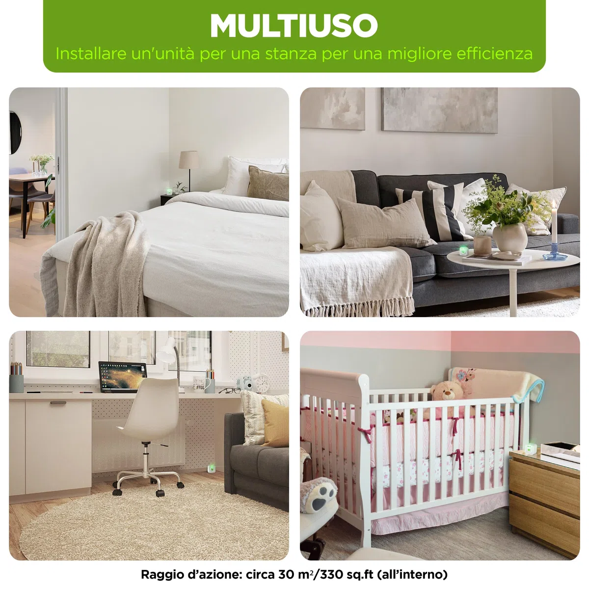 ISOTRONIC repellente acari ultrasuoni cimici letti protezione batteria raggio 30m² 2 unità elimina senza sostanze chimiche efficace interno casa camera materasso difesa anallergico stop parassiti