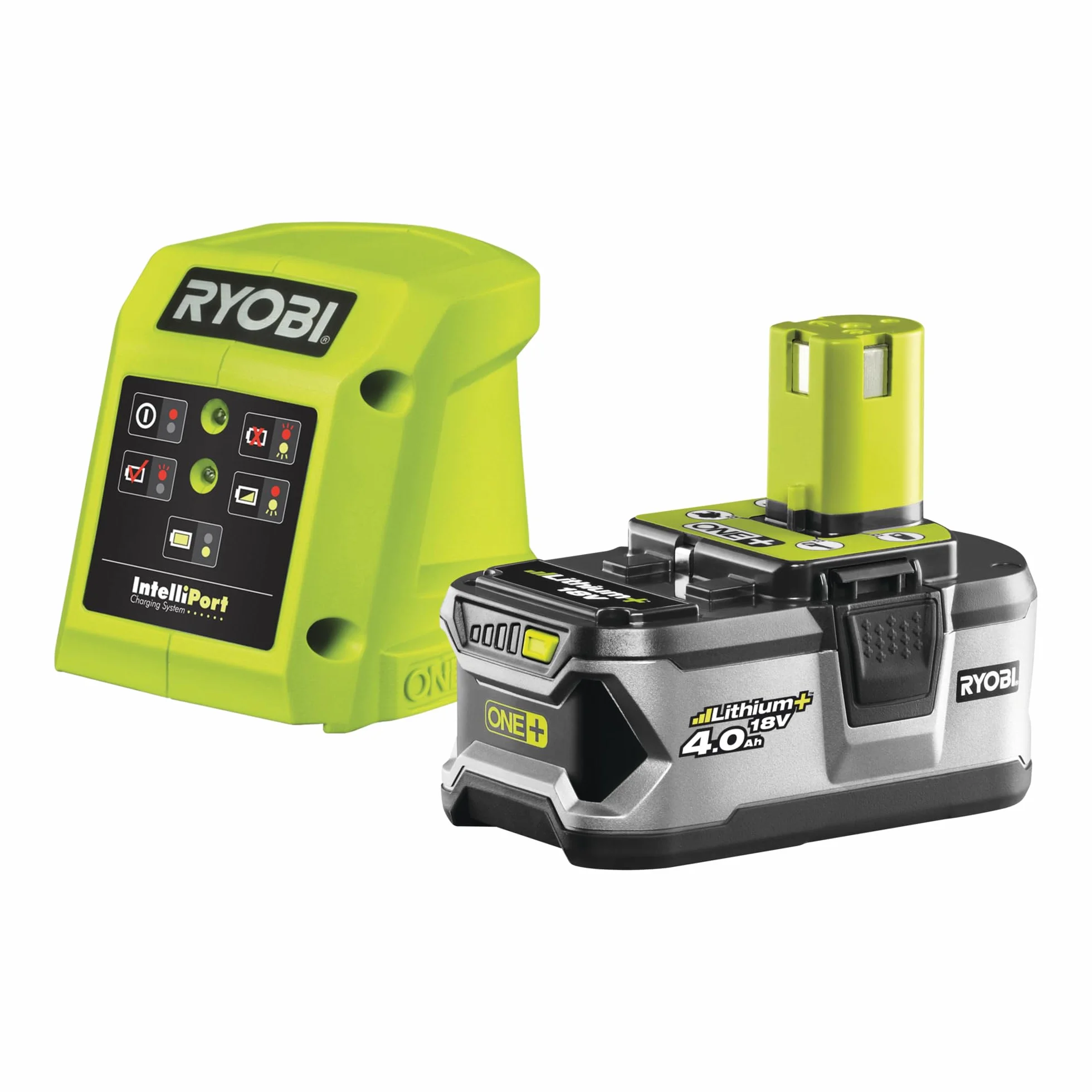 Ryobi Soffiatore a Batteria 18V ONE+ con Batteria 4,0Ah e Caricatore, Turbina Jet 145 km/h e 7.1 m³/min, Compatto e Leggero, per Foglie, Terrazzi e Pulizia Giardino, RY18BLA-140