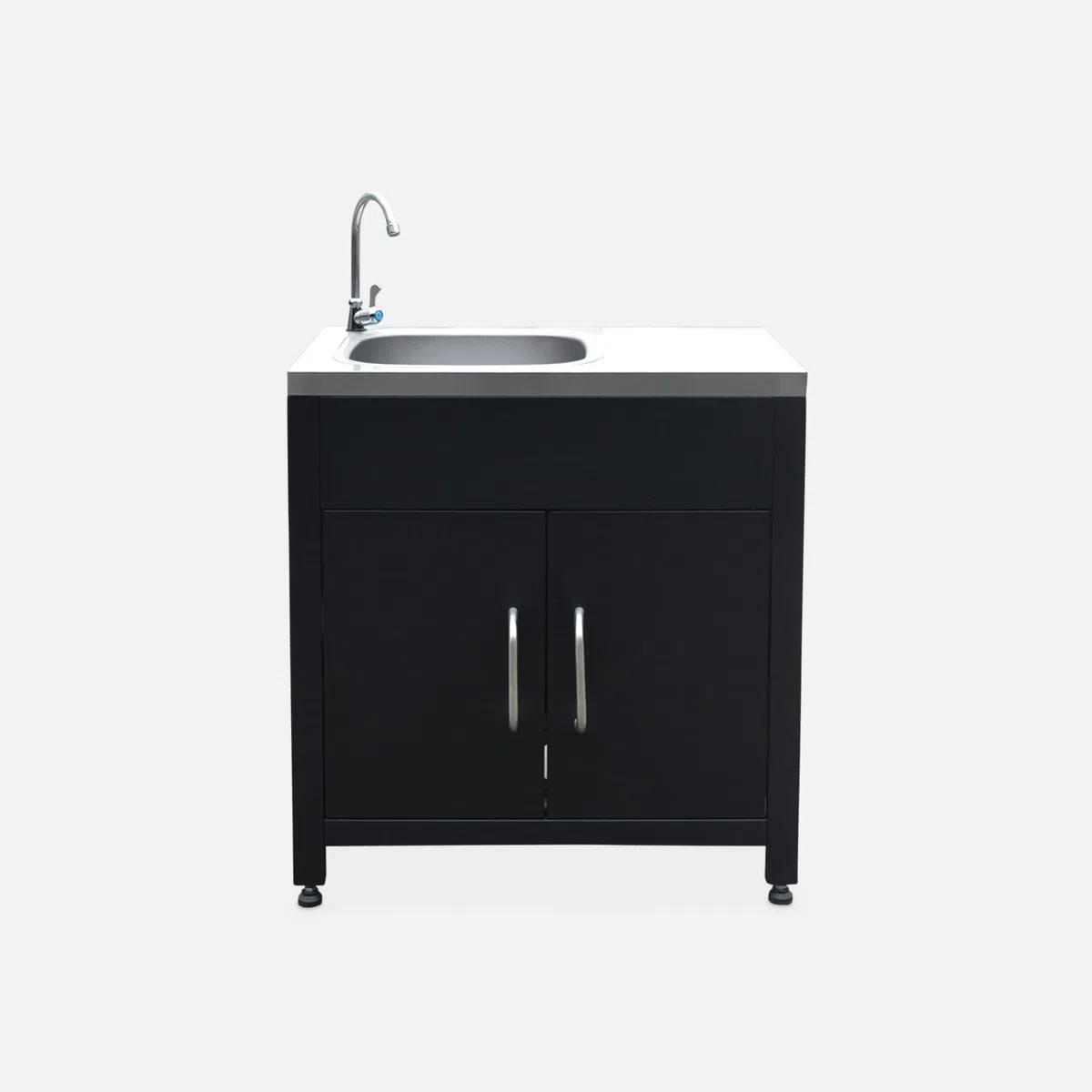 Modulo cucina da esterno in acciaio con lavello, 80cm Nero - 70x46x51 cm