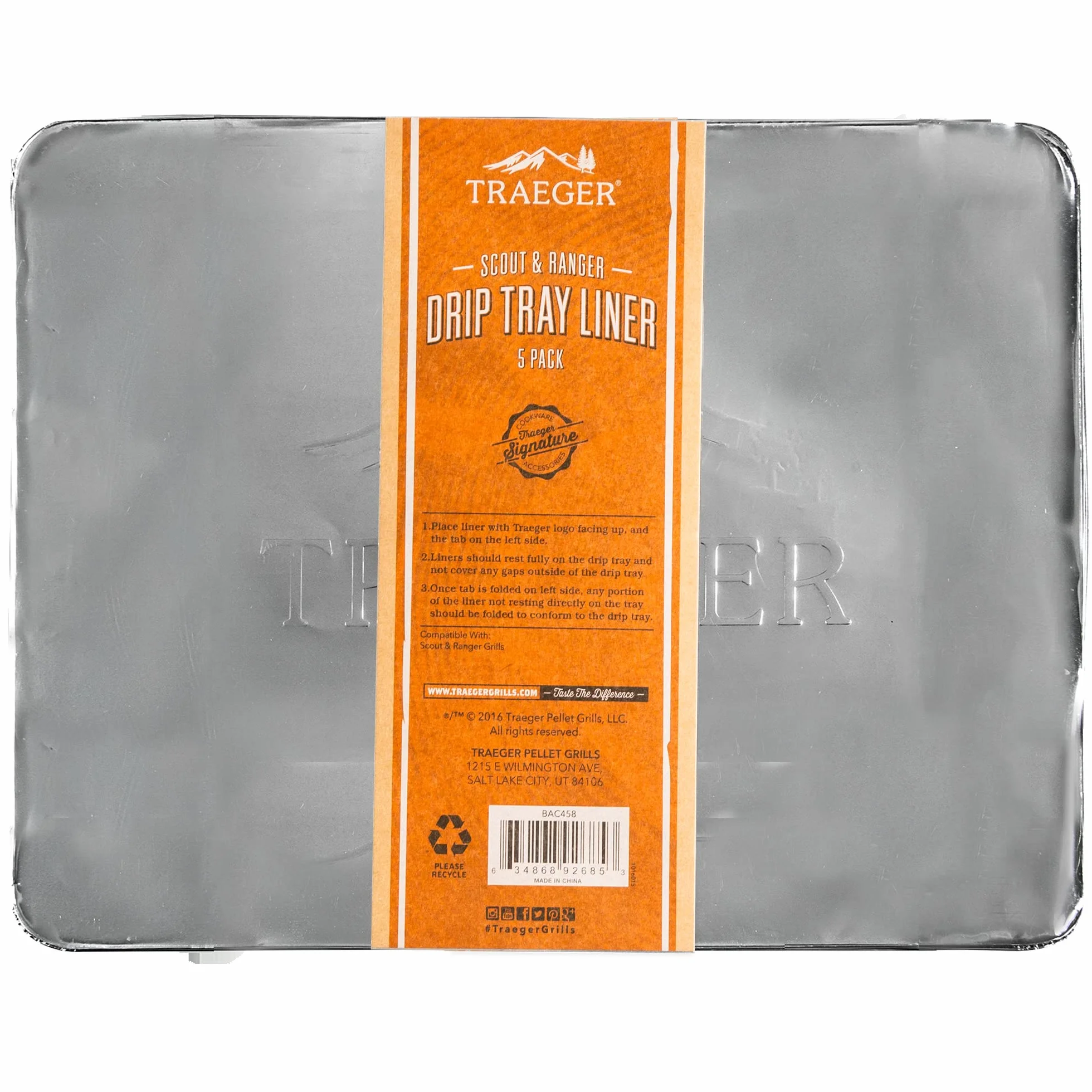 Traeger BAC458 - Vassoio antigoccia per griglia e affumicatore portatile Ranger e Scout, confezione da 5