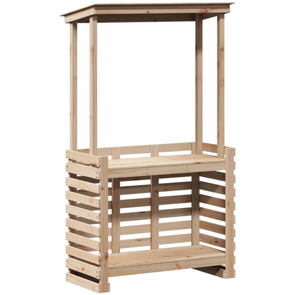 Homgoday Tavolo Bar da Esterno con Tetto 112,5x57x195,5cm Legno Massello, Tavolo da Esterno, Tavolo da Pranzo, Tavolo da Cucina Tavolo da Esterno v