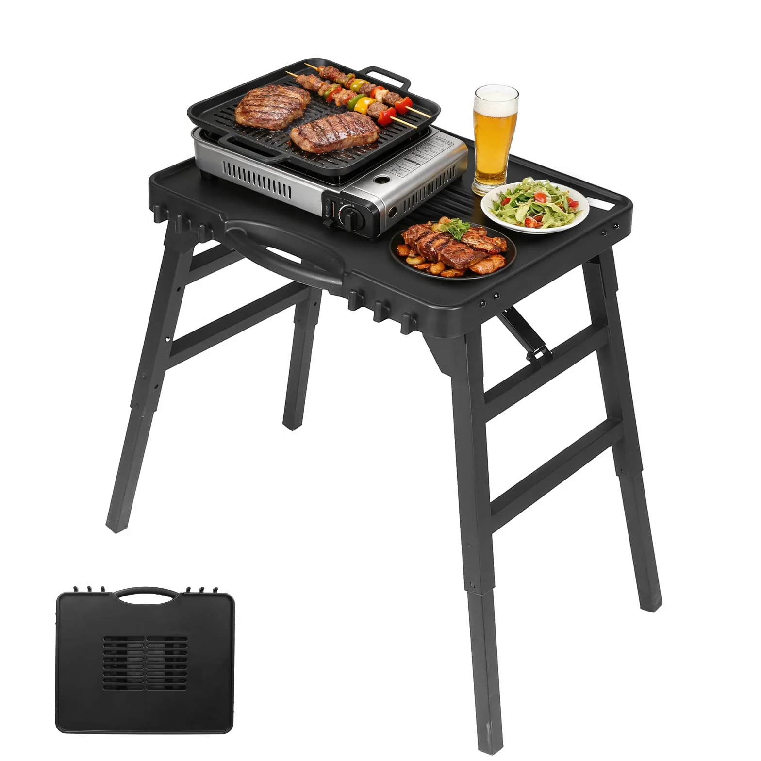 Carrello per barbecue da esterno per Weber Q100/Q200/Q300, Enders Urban, Burnhard Wayne, Ninja Woodfire, carrello da portata portatile, supporto per barbecue da esterno