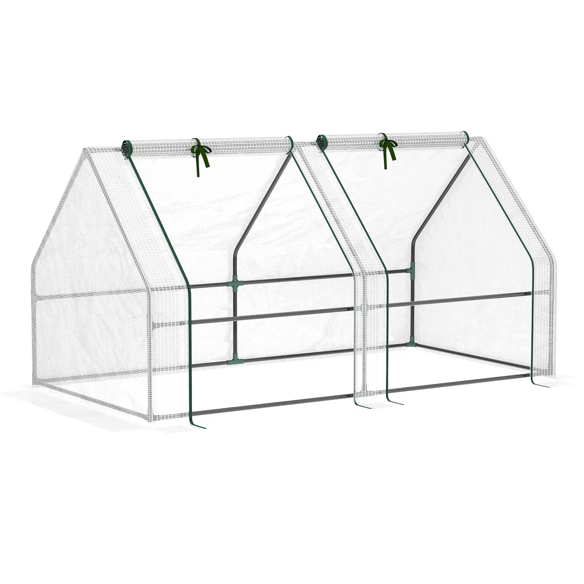 Outsunny Serra da Giardino 180x90x90 cm con 2 Porte Avvolgibili a Cerniera, Serra per Orto con Struttura in Acciaio e Copertura PE, per Orto Verdure Fiori Frutta, Bianco