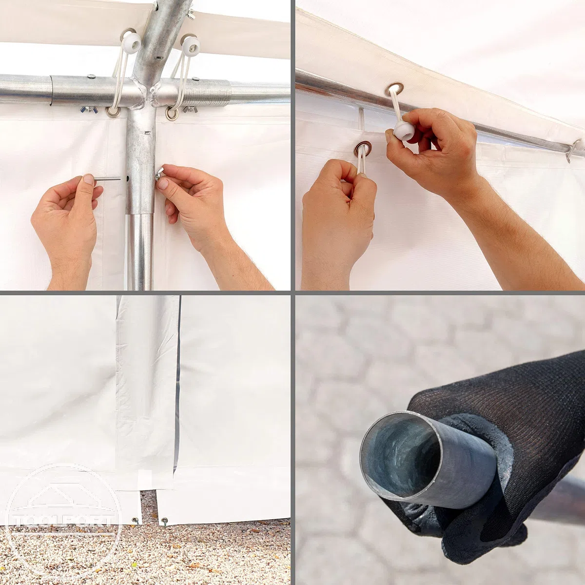 TOOLPORT Tendone deposito 3x4 m PVC 700 N verde scuro impermeabile tenda capannone tenda di stoccaggio