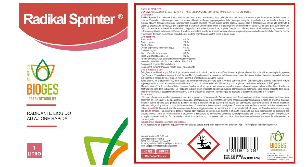 Radikal Sprinter - Radicante Liquido per Piante, Talee e Margotte
