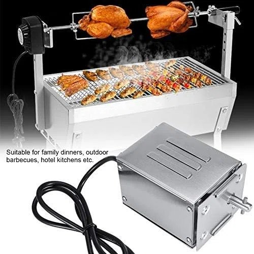 Longzhuo Girarrosto per Barbecue Motore della, Acciaio Inossidabile Arrosticini Griglia Motor, Motore Girarrosto 220v, Carico 50-70 kgF, Adatto Girarrosto, Girarrosto Elettrico(Spina Europea 220V)