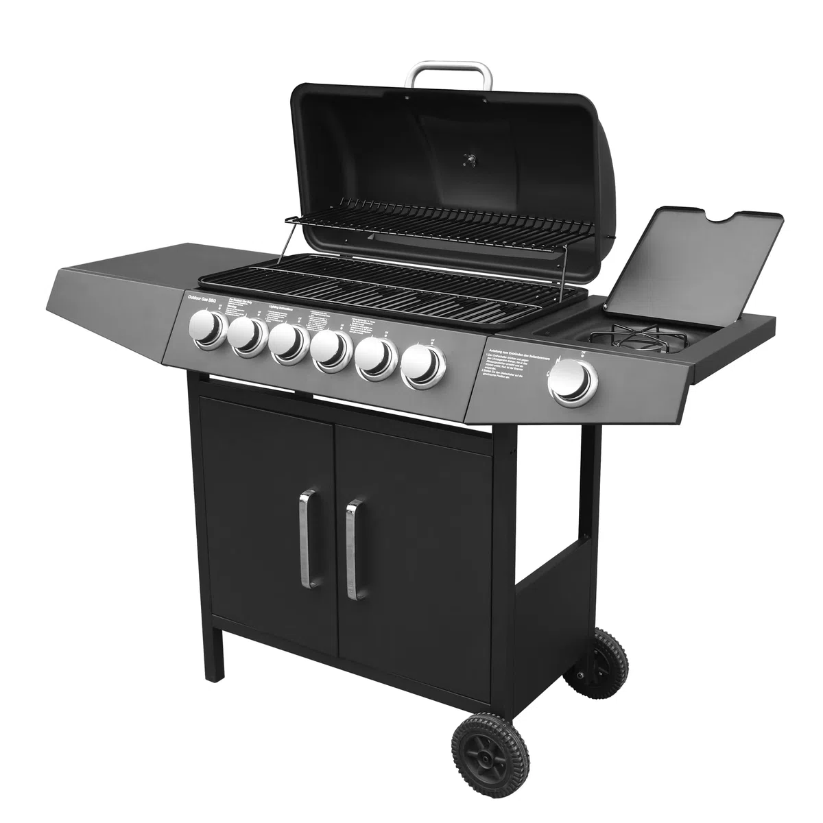 Grill Barbecue a Gas,Compatto con 6+1 Bruciatore,BBQ Gas per Pietre Laviche,con Fornello Laterale, Controlli della Temperatura Indipendenti, Grande area barbecue