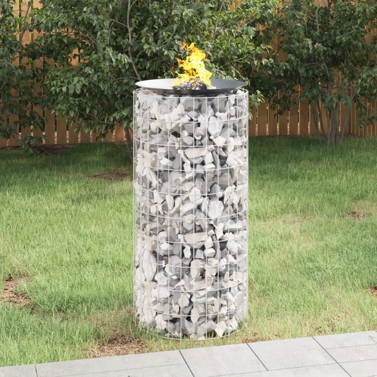 Caminetto a Gabbione Ø 50 cm Ferro Zincato-153559