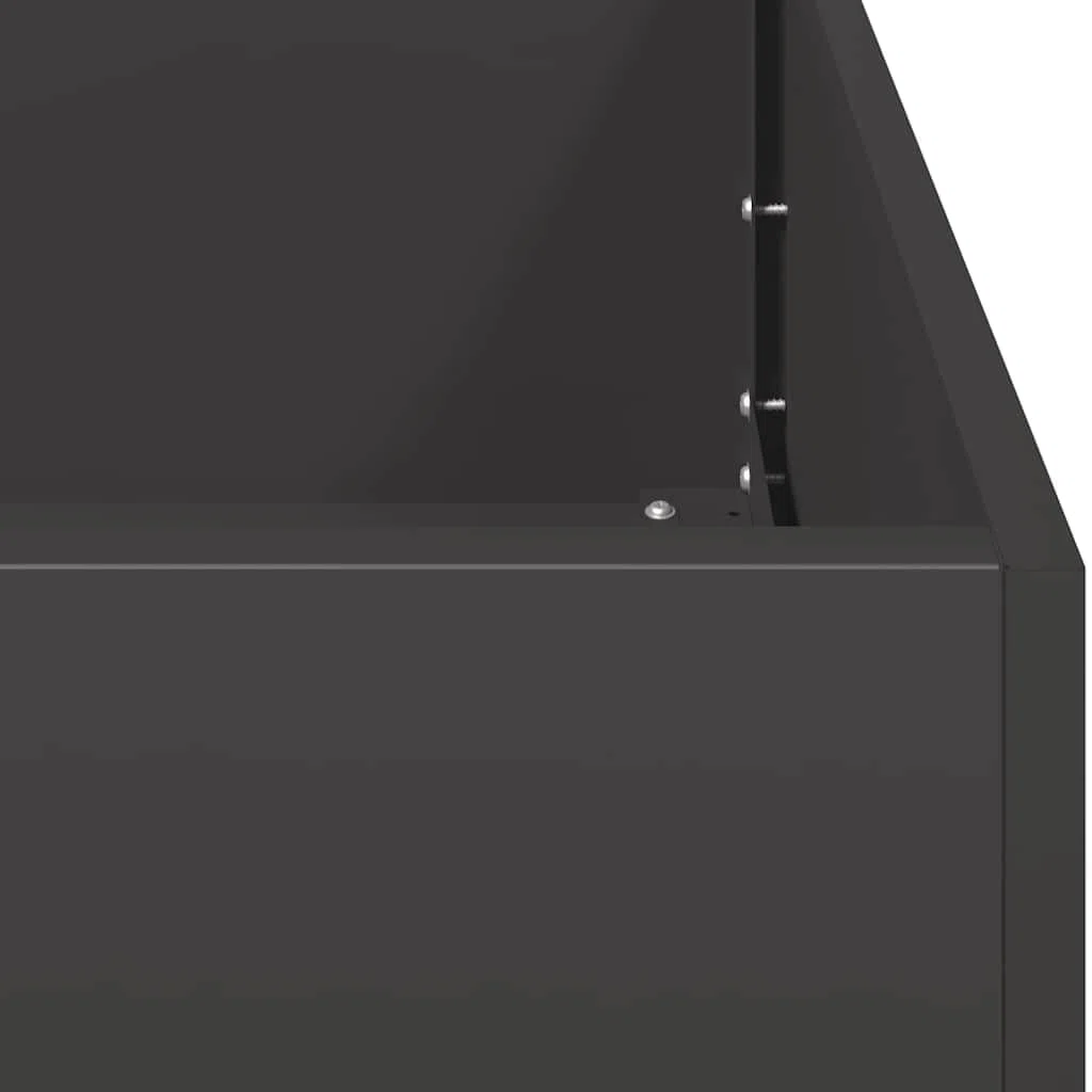 vidaXL Fioriera Nera 100x100x80 cm in Acciaio, Vaso per Piante, Supporto per Piante, Letto rialzato, Supporto per fioriera, Vassoio per Piante