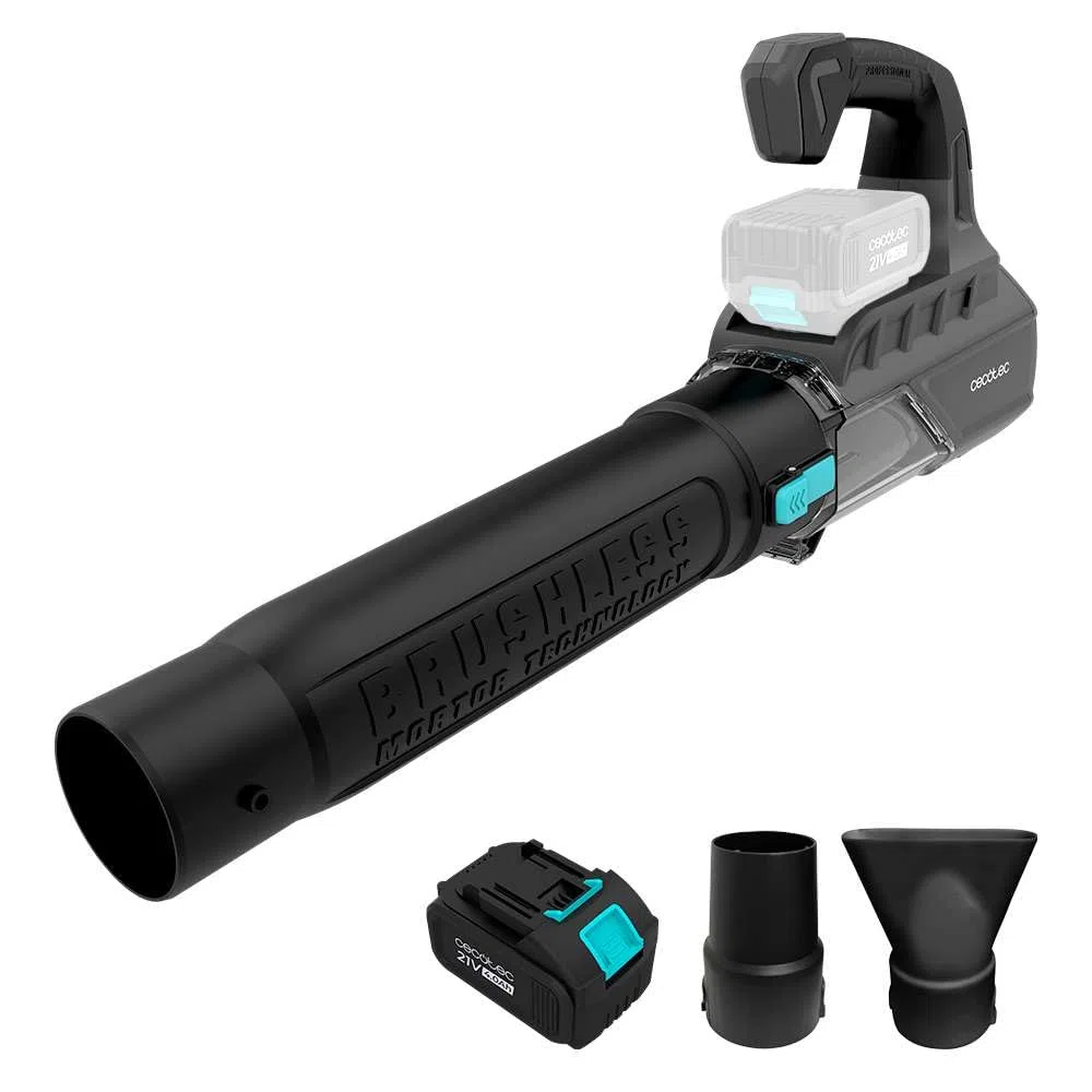 Cecotec Soffiatore a Batteria - Aspiratore Elettrico Airforce 4000 Bazooka Turbo, Motore brushless, 21V Alta Potenza, Tecnologia Xmotor Velocità fino a 200 km/h, Volume fino a 740 m³/h, Funzione Turbo