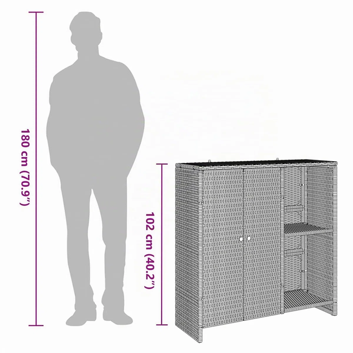 vidaXL Armadio con Lo scaffale Marrone 100 x 36 x 102 cm Rattan, Mobile Elegante per Il Soggiorno, Armadio in Rattan Funzionale, Organizer Moderno per Interni