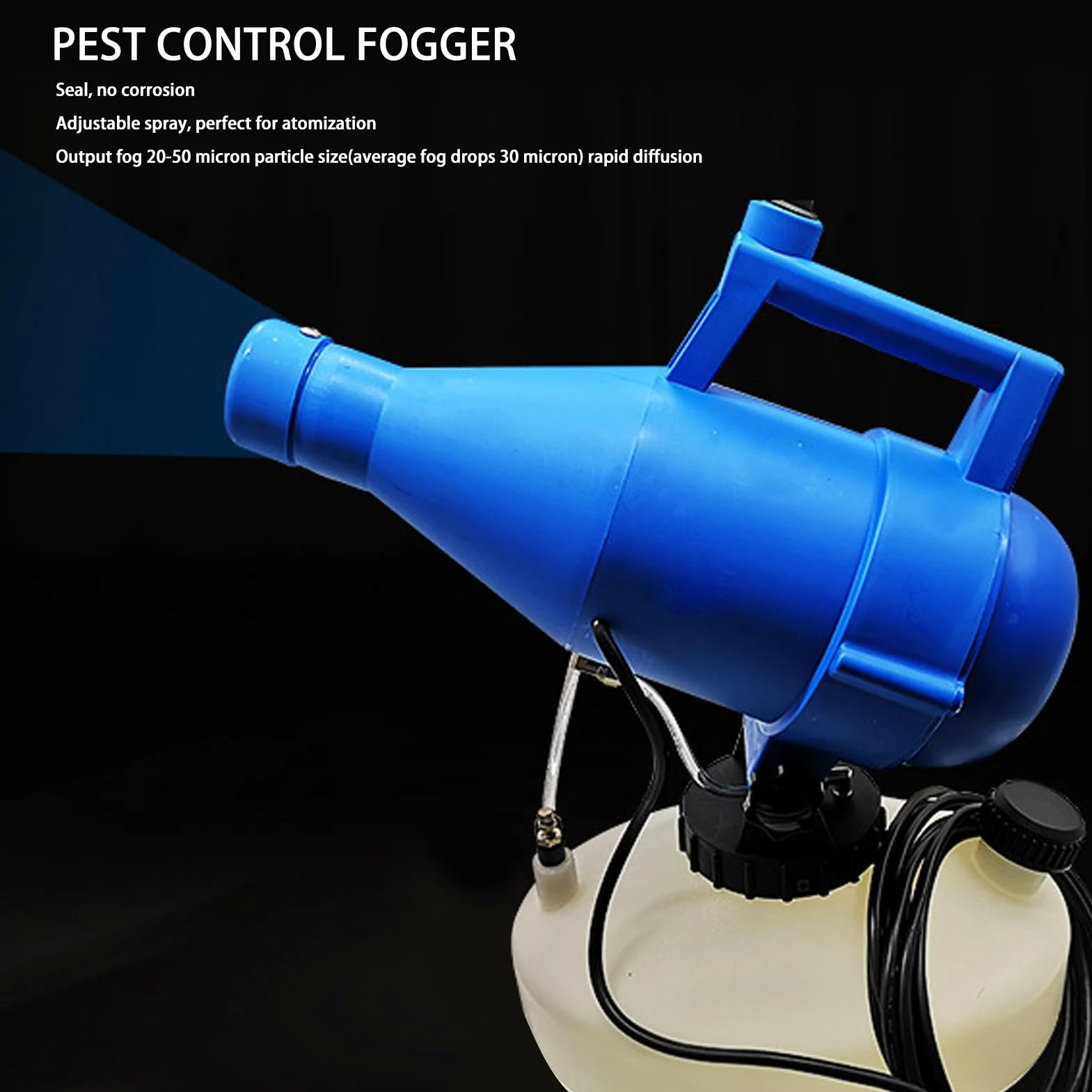 Nebulizzatore portatile elettrico ULV Glomora, atomizzatore a nebbia fredda da 4,5 litri con ugello regolabile e distanza di spruzzo di 10 metri.