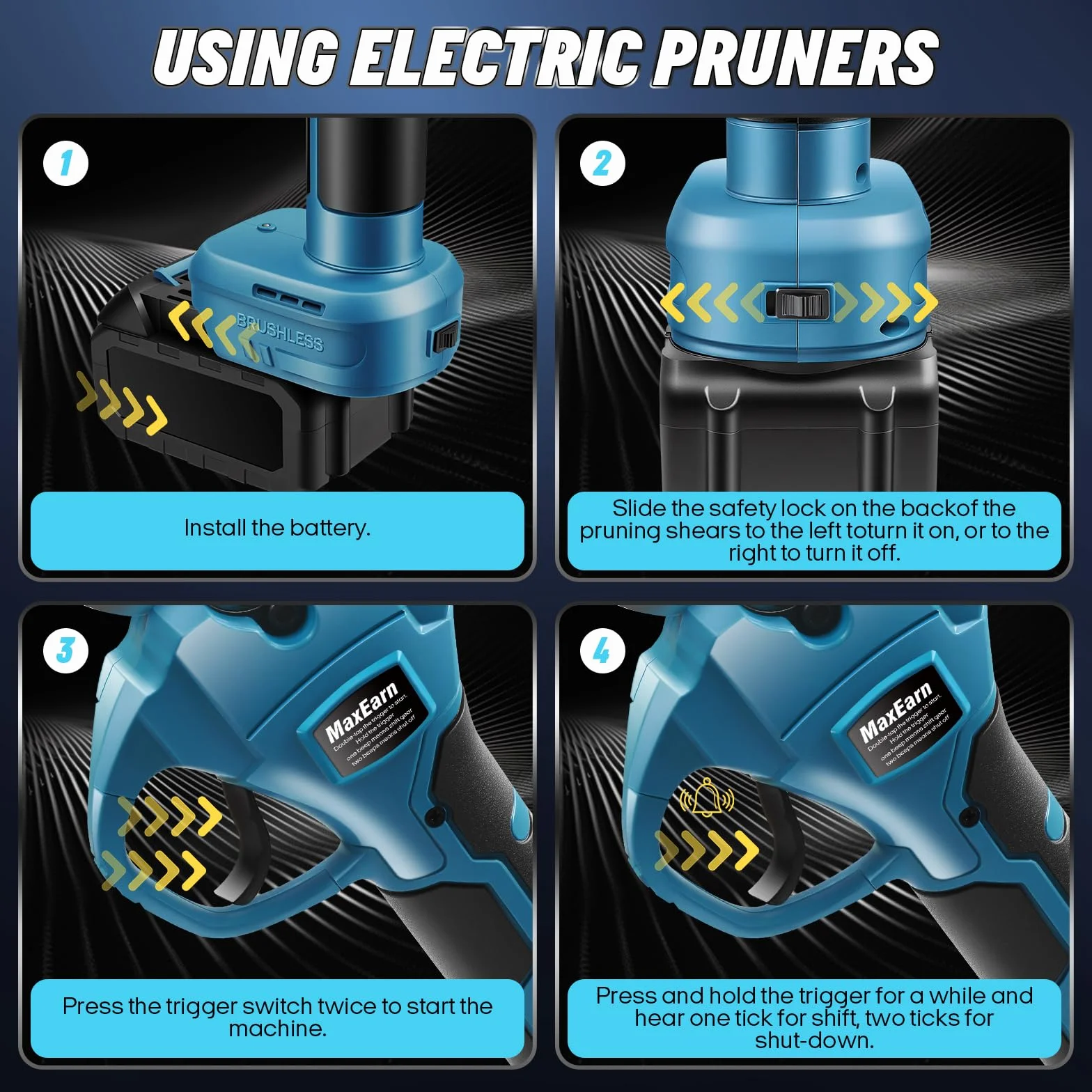 Forbice elettrica a batteria per Makita BL-18V, 40mm Forbice da giardino, Max apertura 65mm Forbice a batteria con motore senza spazzole, display LCD, cesoia per potatura di alberi (senza