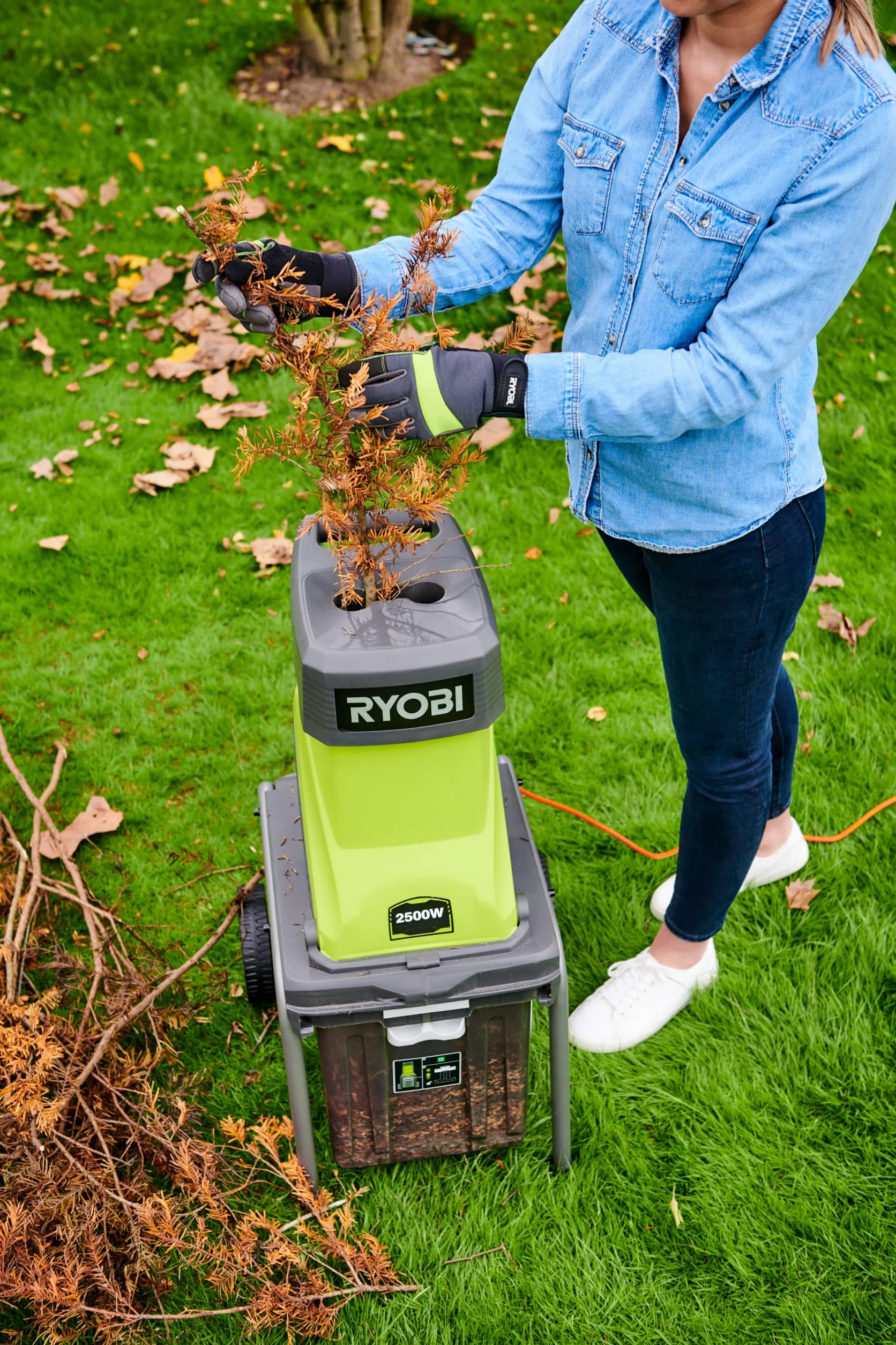 Ryobi RSH2545B Biotrituratore Elettrico 2500W 45mm Telaio Acciaio Cesto 40L