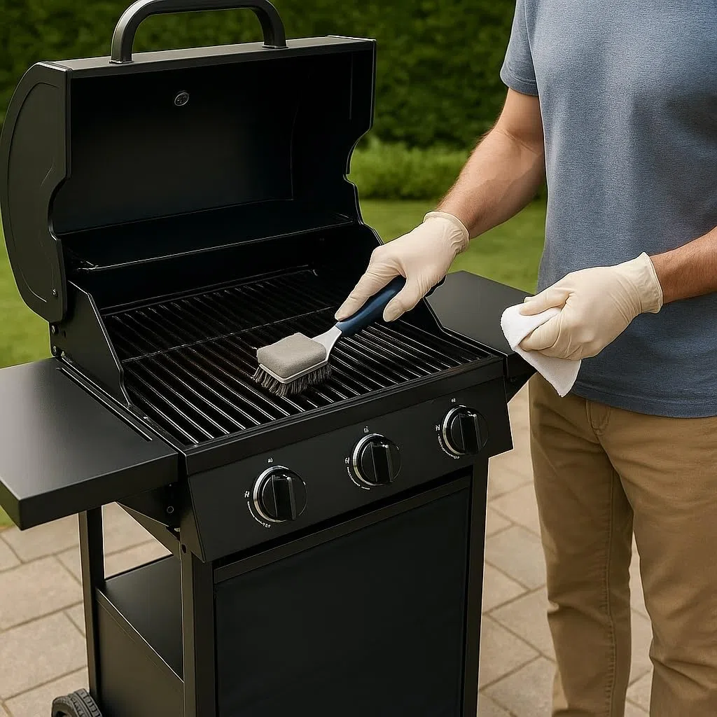 Barbecue a Gas California 2 Fuochi 9,7 Kw con Bruciatore Laterale in Acciaio Verniciato Nero