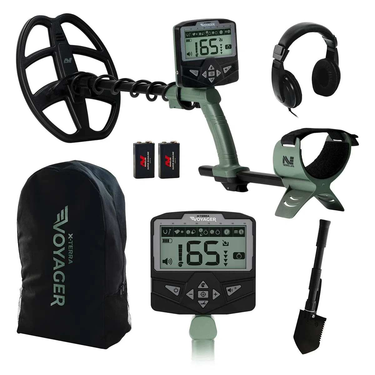 Minelab X-Terra Voyager All-Terrain Professional Pinpointing Metal Detector per Adulti con Bobina Impermeabile, 4 Modalità di Rilevamento (Kit Completo con Cuffie, Zaino, Pala Profonda)