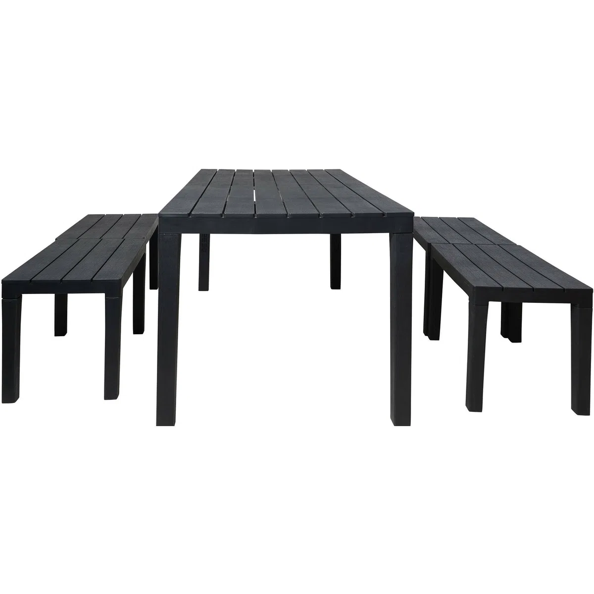 Dmora - Set Salotto da Esterno Sanremo, Composizione da Giardino con 1 Tavolo Rettangolare e 4 panchine, Salottino Indoor e Outdoor da PIC Nic, 100% Made in Italy, Antracite