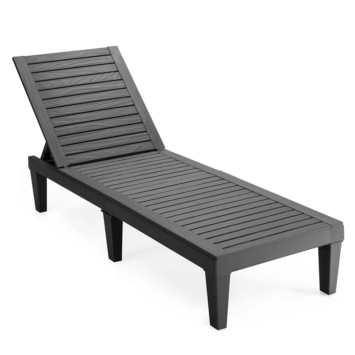 COSTWAY Lettino Prendisole da Giardino, Sdraio da Giardino Con Schienale Regolabile a 5 Livelli, Chaise Longue Impermeabili da Esterno, per Spiaggia Piscina Giardino, Portata 180 kg (1, Nero)