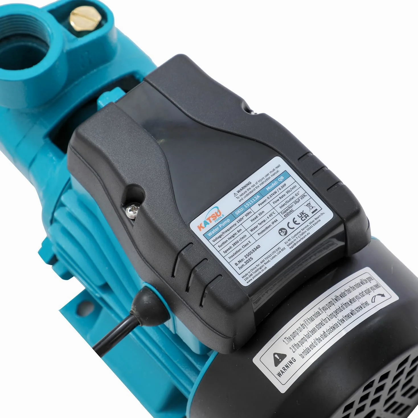 KATSU Elettropompa Periferica 1/2 HP 220V Pompa per Acqua Periferica Centrifuga Elettrica Industriale Per Acqua Pulita, per Giardini di Casa, Laghetti e Fattorie 151112