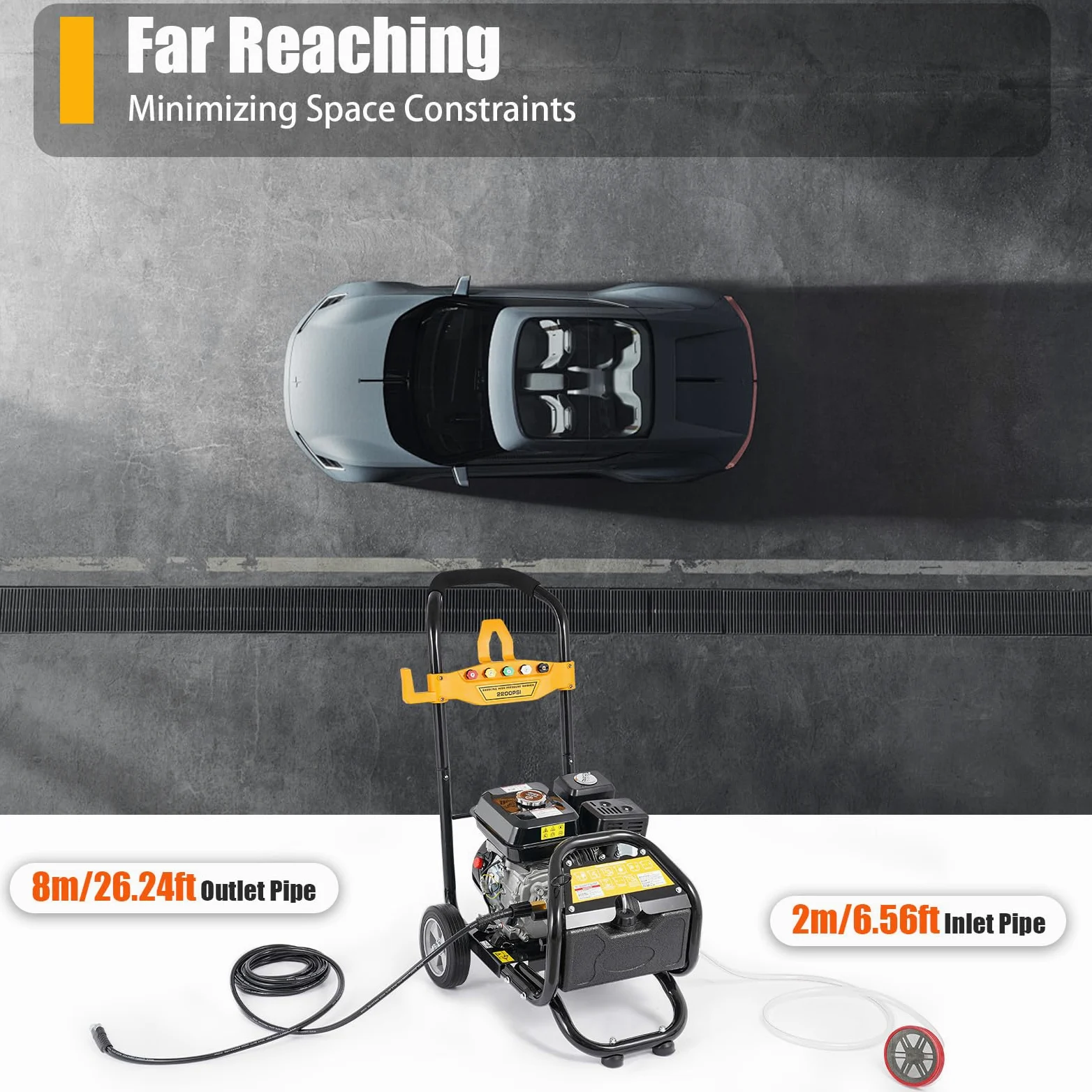 7,5 CV Idropulitrice a Scoppio 4 Tempi 200 Bar Idropulitrice Professionale Portatile con 5 ugelli | Idropulitrice Benzina Auto Giardino Autoadescante con tubo da 10 m | 3400RPM 9 LPM