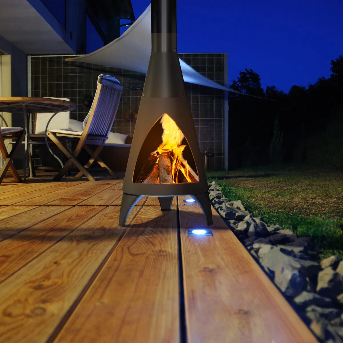 Relaxdays Stufa da Esterno, con Attizzatoio, Camino Atzeco da Giardino, Caminetto in Acciaio, HLP 120 x 48 x 50 cm, Nero