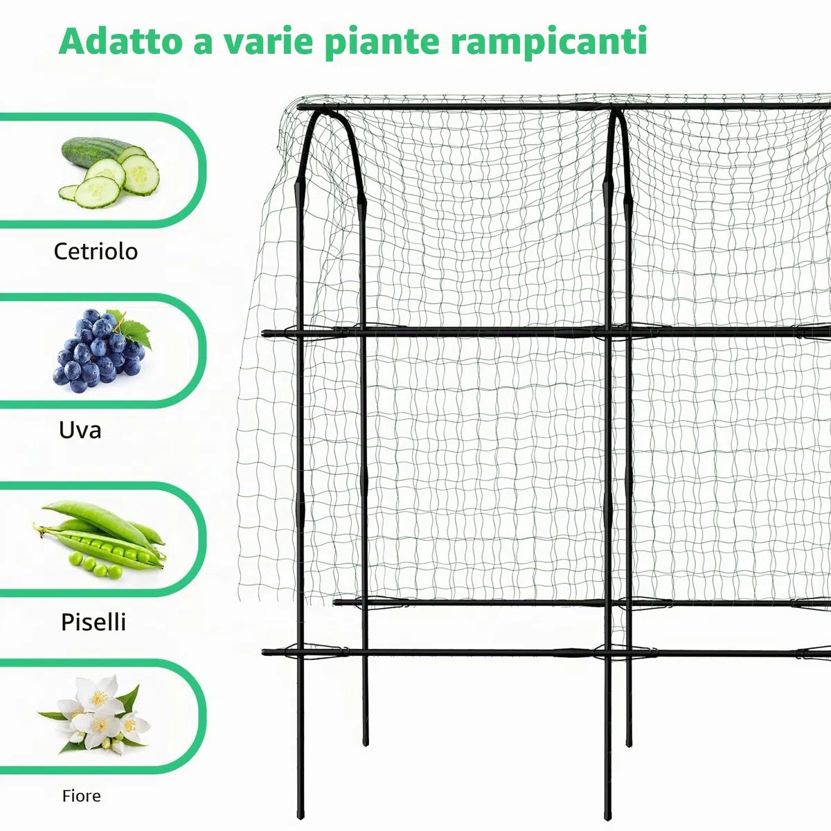 SUNYRISY Grande Supporto per Piante Rampicanti, Arco da Giardino per Piante Rampicanti, 220cm di Altezza in Metallo Rivestimento PE con Rete per Rampicanti, Arco per Piante Rampicanti per Cetrioli