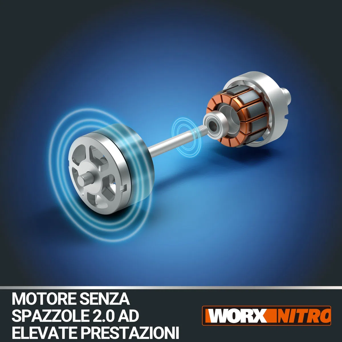 WORX Nitro WG543E.1 - Soffiatore professionale a batteria, 20 V, motore brushless 2.0, max. 209 km/h, 2 livelli di velocità, con batteria PowerShare da 4,0 Ah, caricatore e kit per grondaie GUTTERPRO